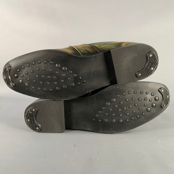 BAJOLUGO Size 10.5 Green Brown Camo Penny Loafers main image 4